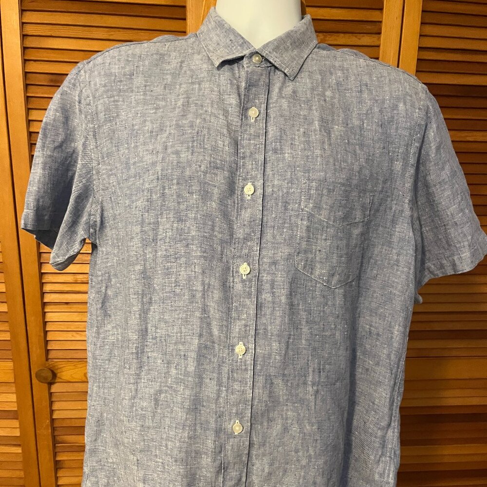 UNTUCKIT "VALENTE" SZ LARGE SLIM FIT WRINKLE RESISTANT SS LINEN SHIRT